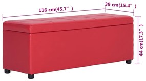 Banco c/ comp. arrumação 116 cm couro artificial vermelho