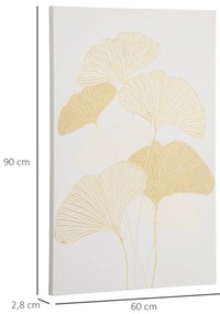 Pintura em Tela Folhas de Ginkgo Biloba 90x60cm Impressão Artística para Decoração de Parede na Sala de Estar Quarto de Escritório