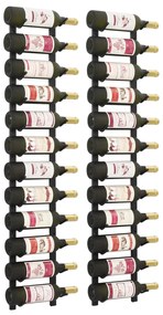 Garrafeiras de parede para 12 garrafas 2 pcs ferro preto