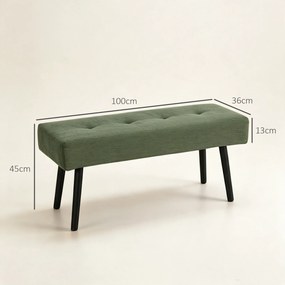 Banco de Fim de Cama, 100 x 36 x 45 cm, Assento Acolchoado, Verde