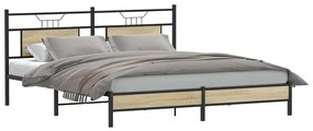 Estrutura de cama sem colchão 183x203 cm carvalho sonoma