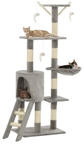 vidaXL Árvore para gatos c/ postes arranhadores sisal 138 cm cinzento