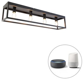 LED Candeeiro de teto inteligente preto 99,5 cm incl. 4 Wi-Fi A60 - Cage Industrial