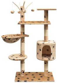 Árvore para gatos c/ postes arranhadores sisal 125 cm bege