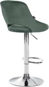 Banco alto Milet em veludo com estrutura cromada 85-106 x 47 x 48 cm Verde