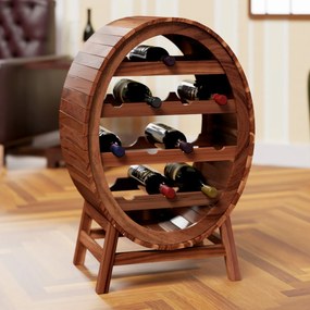 Garrafeira Estante para vinhos para 12 garrafas em design de barril de vinho 90 x 50 x 30 cm Castanho