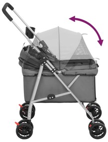 Carrinho dobrável para cães 76x50x100 cm tecido oxford cinzento