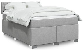 vidaXL Cama com molas/colchão 140x190 cm tecido cinzento-claro