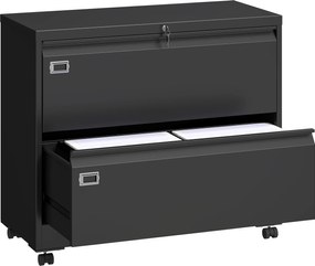 HOMCOM Gaveteiro com 2 gavetas, fechável, armário de arquivos com sistema de arquivos suspensos ajustável 90 x 40 x 77,4 cm Preto | Aosom Portugal