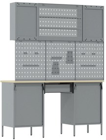 Conjunto de Armário e Painel de Ferramentas de 7 Peças vidaXL Preto em