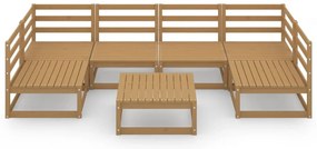 7 pcs conjunto lounge de jardim pinho maciço
