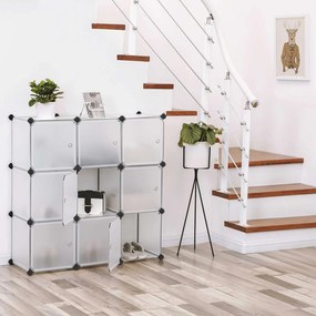 Guarda Roupa Modular Armário de plástico com 9 cubos 93 x 31 x 93 cm Branco