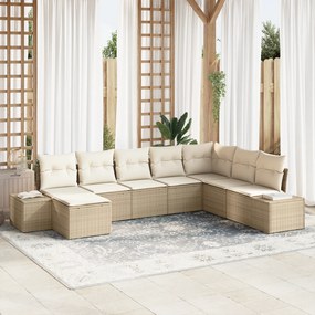 vidaXL Conjunto de Sofás de Jardim 8 Peças com Almofadas Bege em Rattan Sintético