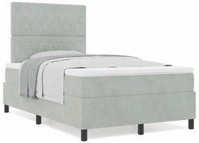 Cama Box com Colchão vidaXL Cinza Claro Pequena Dobrada Veludo