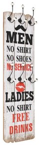 vidaXL Bengaleiro de parede com 6 ganchos 120x40 cm MEN LADIES
