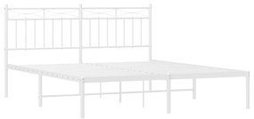 Estrutura de cama com cabeceira 160x200 cm metal branco