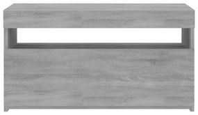 Móvel de TV com luzes LED 75x35x40 cm cinzento sonoma