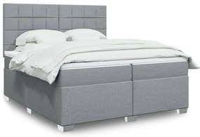 vidaXL Cama com molas/colchão 200x200 cm tecido cinza-claro