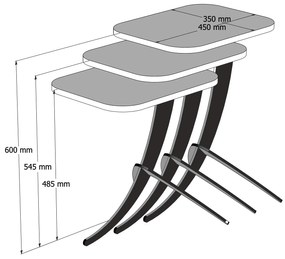 Conjunto de Mesas de Encostar Pion 3 – Travertine – Medidas Variadas