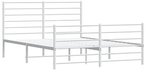 Estrutura de cama com cabeceira e pés 140x200 cm metal branco