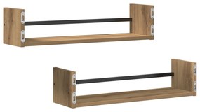 Prateleiras 2 pcs Carvalho Artisan 60x16x14 cm Madeira Engenharia
