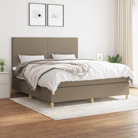 vidaXL Cama com molas/colchão 180x200 cm tecido castanho-acinzentado