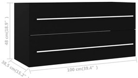 Armário lavatório 100x38,5x48 cm derivados de madeira preto