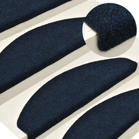 vidaXL Tapetes de escada autoadesivos 10 peças 65x21x4 cm azul marinho semicircular grande