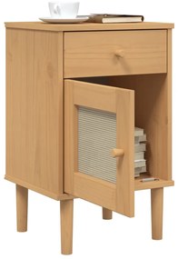 Mesa de cabeceira SENJA 40x35x65 cm pinho maciço castanho