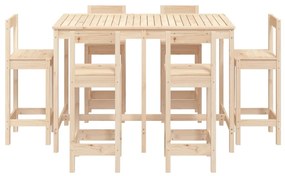 7 pcs conjunto de bar para jardim pinho maciço