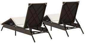Espreguiçadeiras com almofadões 2 pcs vime PE castanho