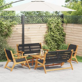 Cadeiras de Jardim com Mesa 5 pcs Preto Madeira Maciça de Acácia