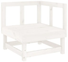 7 pcs conjunto lounge de jardim pinho maciço branco