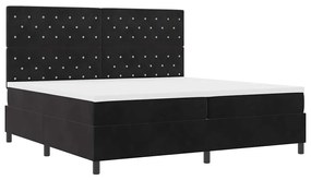 Cama Box Spring vidaXL com Colchão e LED Preta 200x200 cm de Veludo