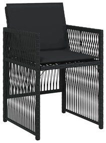 Conjunto de Jantar de Jardim de 5 Peças com Almofadas Pretas e Rattan