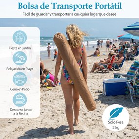 Conjunto de Guarda-Sol de Palha e Base Enchível, Inclinação e Altura Reguláveis, Natural