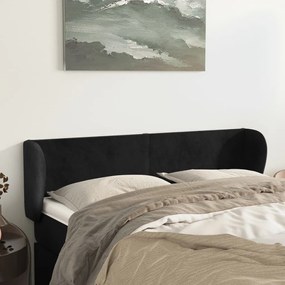Cabeceira de cama c/ abas veludo 147x23x78/88 cm preto