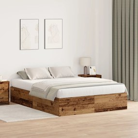 Estrado de cama com arrumação em madeira antiga 150x200 cm