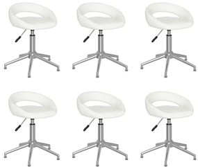 vidaXL Cadeiras de jantar giratórias 6 pcs couro artificial branco