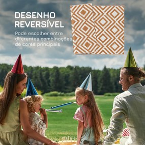 Outsunny Tapete de Exterior 182x274cm Tapete Reversível de Plástico Impermeável para para Varanda Pátio Campismo Praia Marrom e Branco
