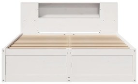 Cama sem colchão 120x190 cm madeira de pinho maciça branco