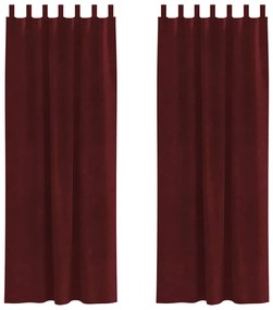 Cortinas Blackout vidaXL com Laços para Pendurar 2 pcs Vermelho Vinho