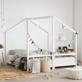 vidaXL Estrutura de cama infantil 2x(80x160) cm pinho maciço branco