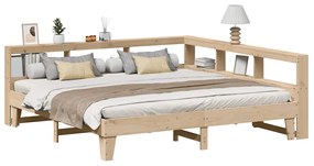 vidaXL Cama com estante sem colchão 200x200 cm pinho maciço