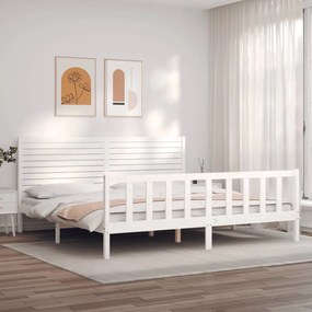 3193227 vidaXL Estrutura de cama com cabeceira 200x200cm madeira maciça branco