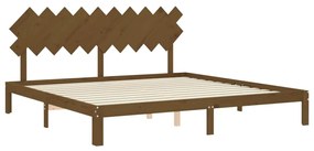 Estrutura cama c/ cabeceira 200x200cm maciço castanho-mel