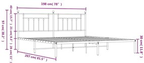 Estrutura de cama com cabeceira 193x203 cm metal branco