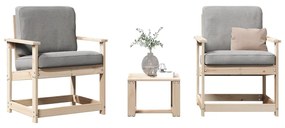 vidaXL 3 pcs conjunto lounge de jardim madeira de pinho maciça