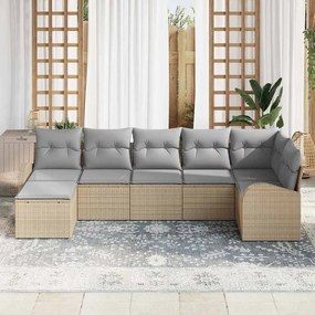 Conjunto de Sofá de Jardim 7 pcs Bege e Cinza Claro