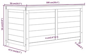 Caixa para almofadões de exterior 100x50x56 cm abeto maciço